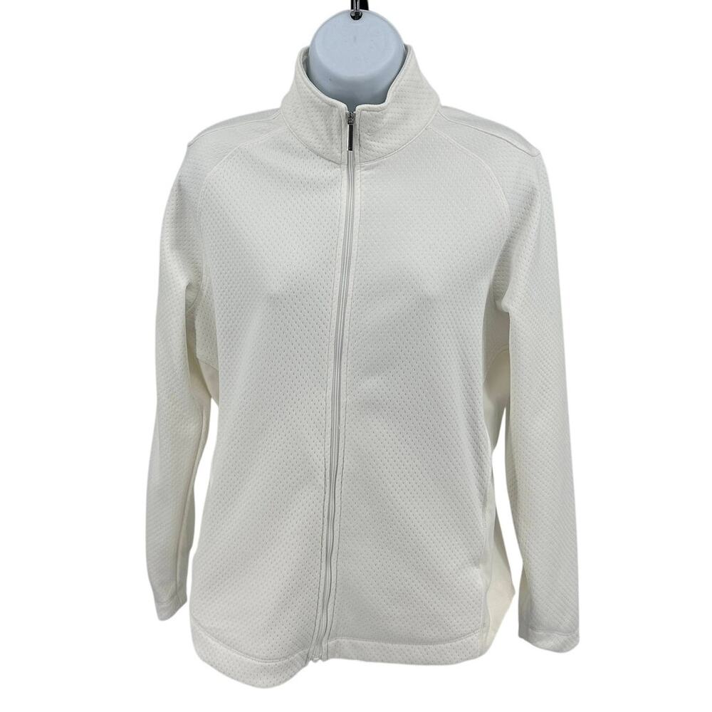 Nike Golf Jacket WMNS M White Therma Fit Full Zip Collared Athletic Activewear